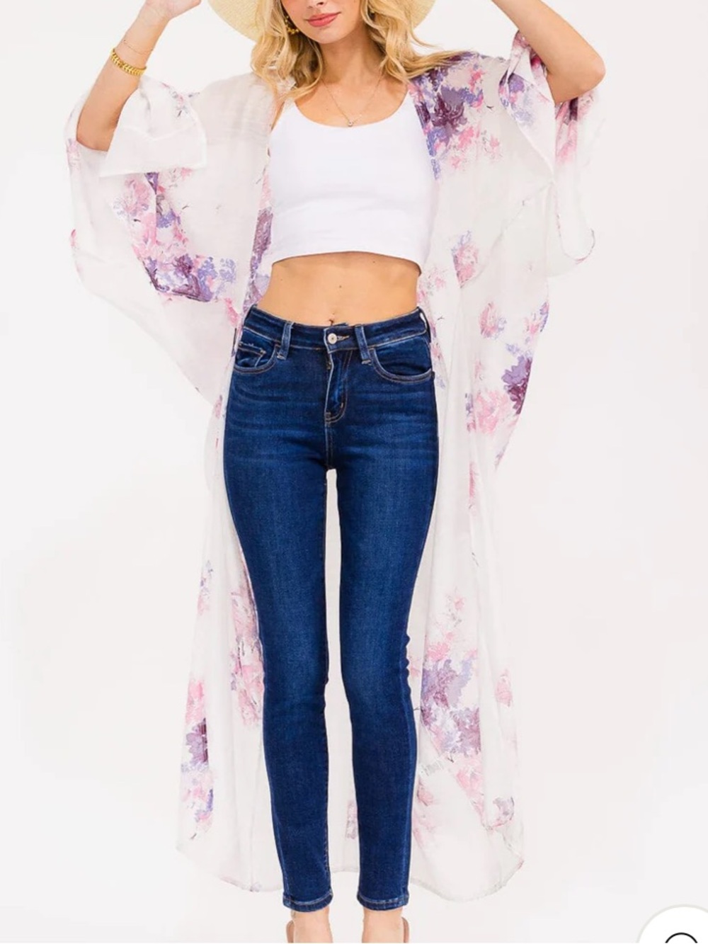 BOHO WOMEN'S NWT Summer daze SHORT SLEEVE OPEN FRONT FLORAL KIMONO coverup S-M-L